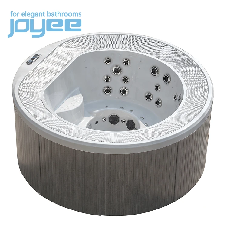 JOYEE freestanding jacuzzi function drop in 6 8 person overflow air bubble massage round whirlpool hot tub outdoor wood spa