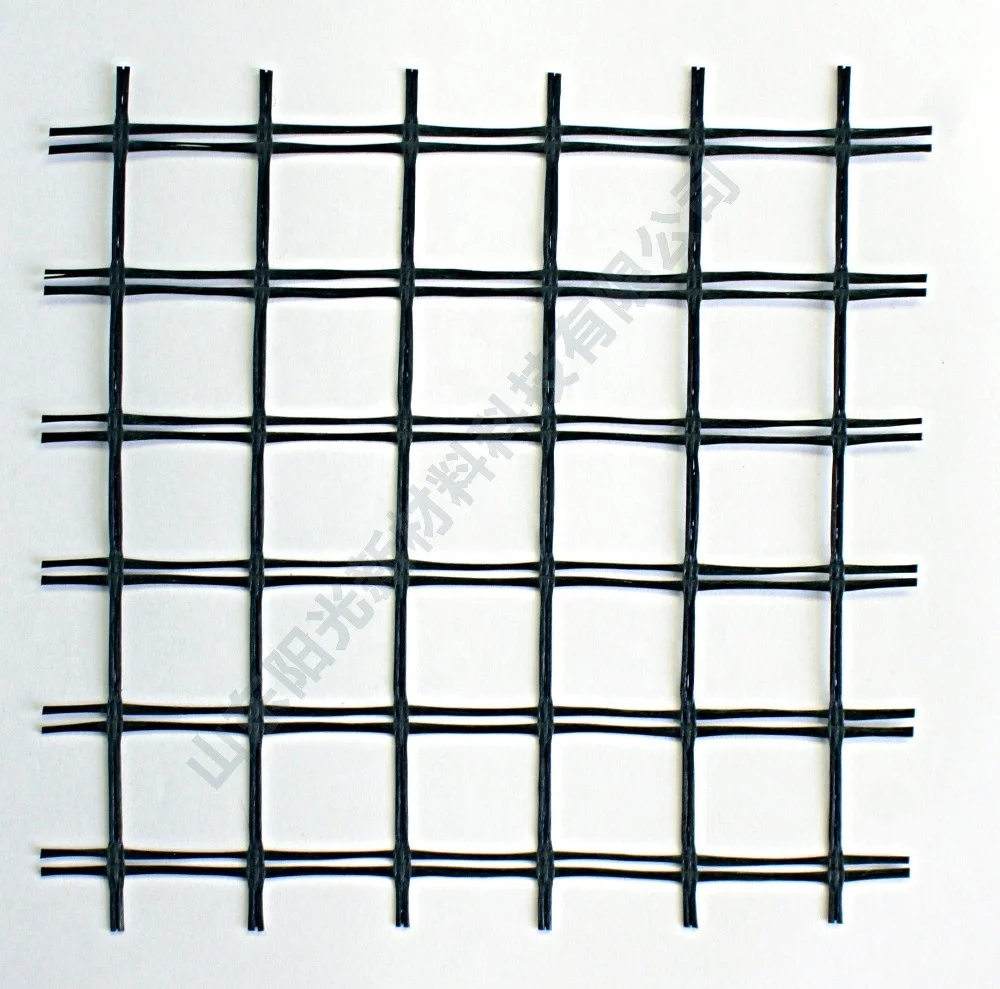 50KN Glass Fiberglass Geogrid Asphalt Geogrid by Karl Mayer Machine