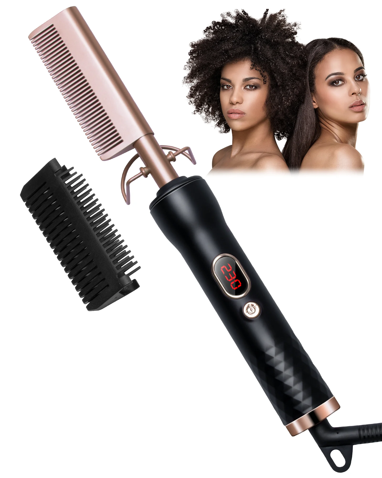 Electric Hot Heating Comb LED Display 450F Hair Straightener Comb Hair Straightening Brush Heat Hot Comb