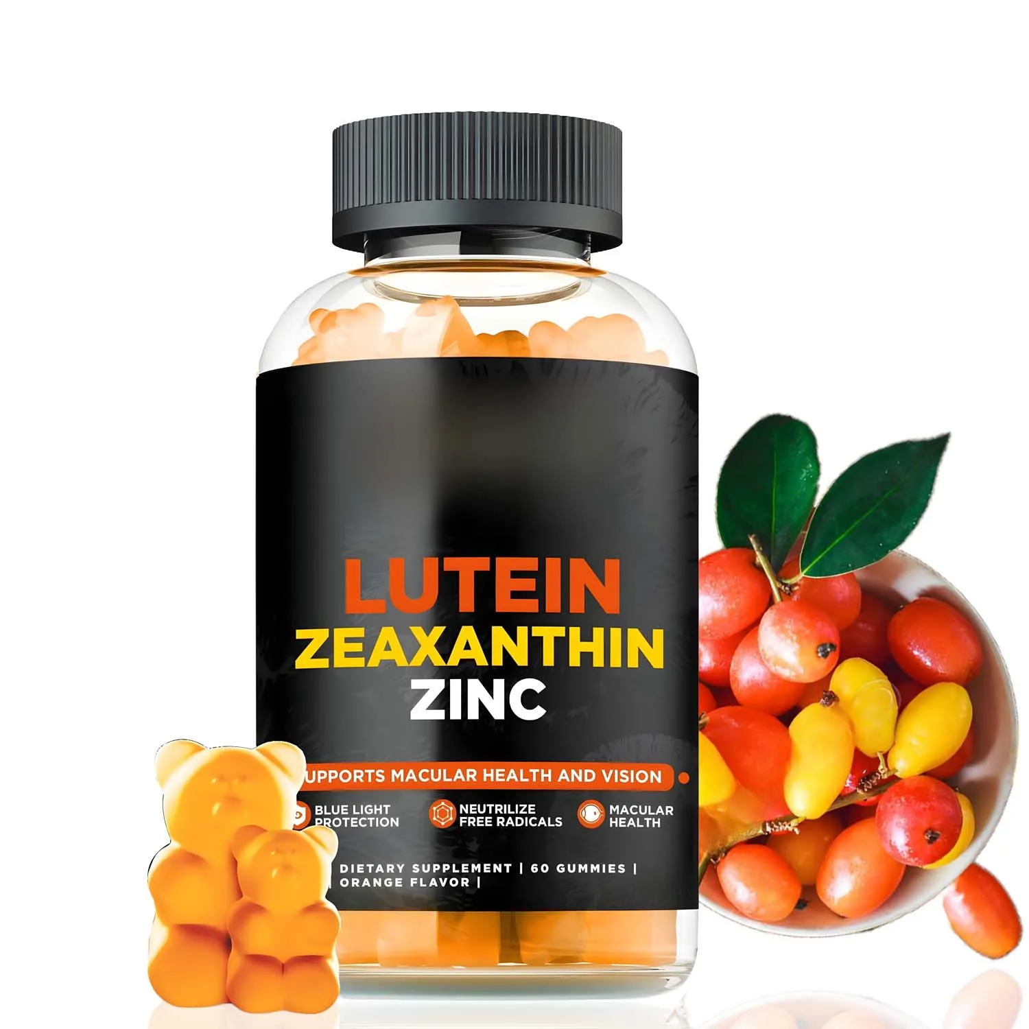 Lutein Vitamin Candy with Zeaxanthin and Zinc, Skin and Eye Health Supplement Lutein Gummies