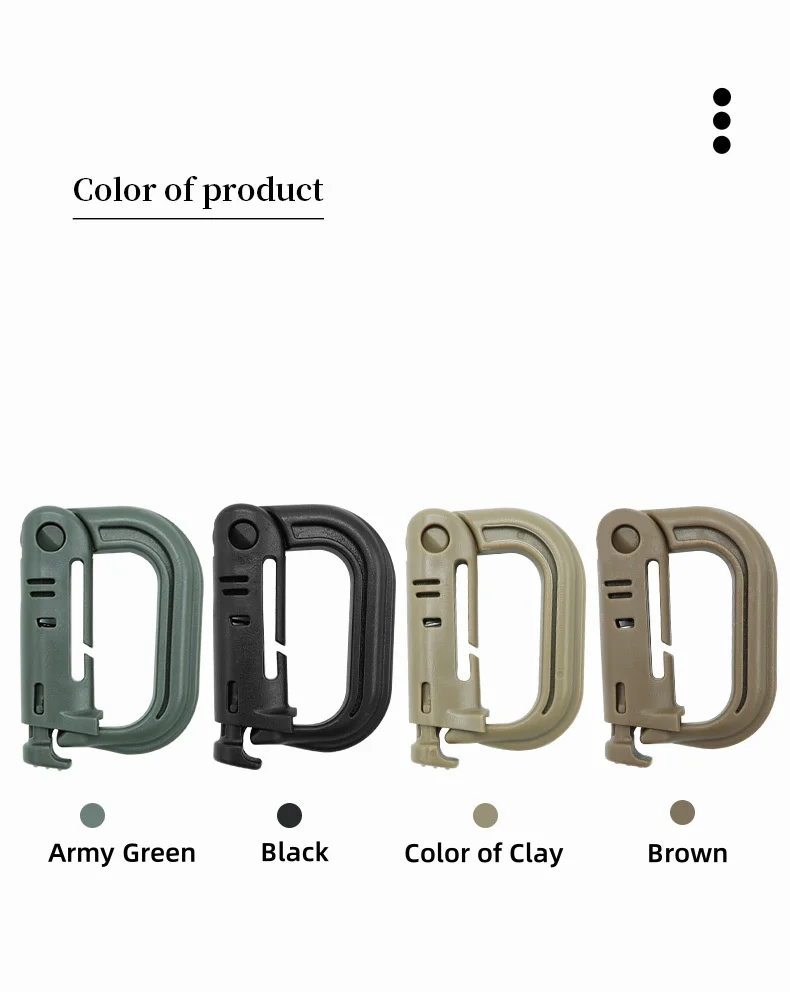 Multipurpose Tactical D-Ring Snap Hook, Locking Clip Hanging Hook, D-Ring Grimlock for Outdoor Camping