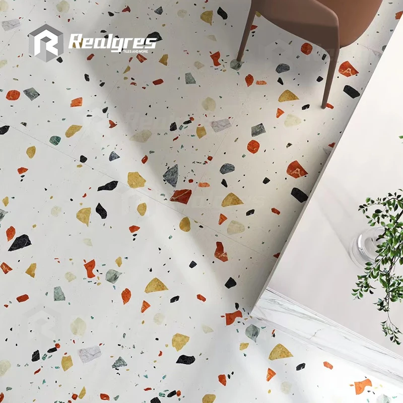Modern 600x1200 Colorful Rustic Interior Porcelain Terrazzo Tile Restaurant Balcony Floor Bathroom Villa Interior Application