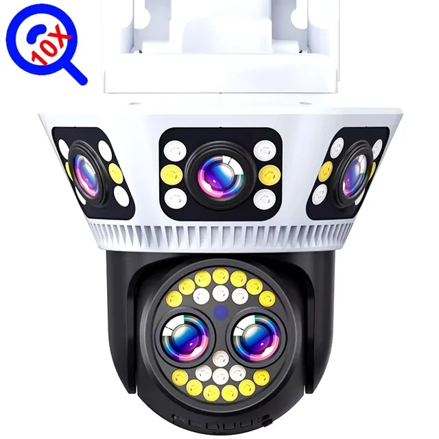 PTZ Security WiFi Camera Triple 3 Lens Surveillance IP Camera 10x Optical Zoom Waterproof Outdoor Home Wireless CCTV Wifi Camera