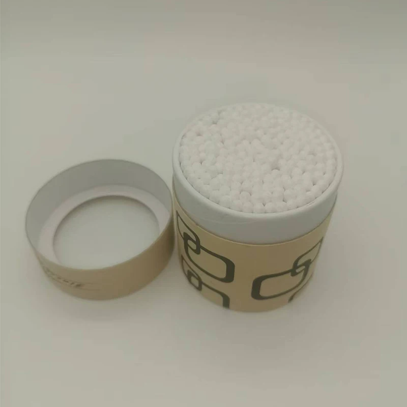 120pcs Bamboo Color Sticks Organic Double Headed Design Round Box Package Ear Cleaning Disposable Buds Cotton Swabs