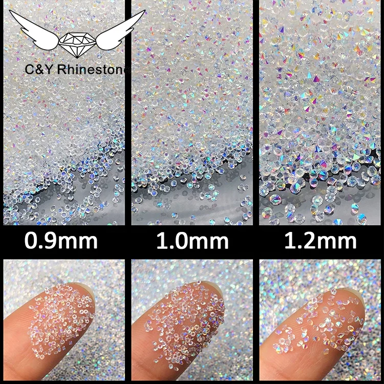 CY 1.2mm Crystal AB Pixie Dust Jar Glass Small Stone Glass Crystal For Nail Art