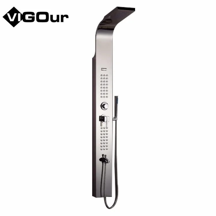 304 Stainless Steel Shower Panel Smart Thermostat Rainfall Shower Set Led Home Shower With Massage Flow