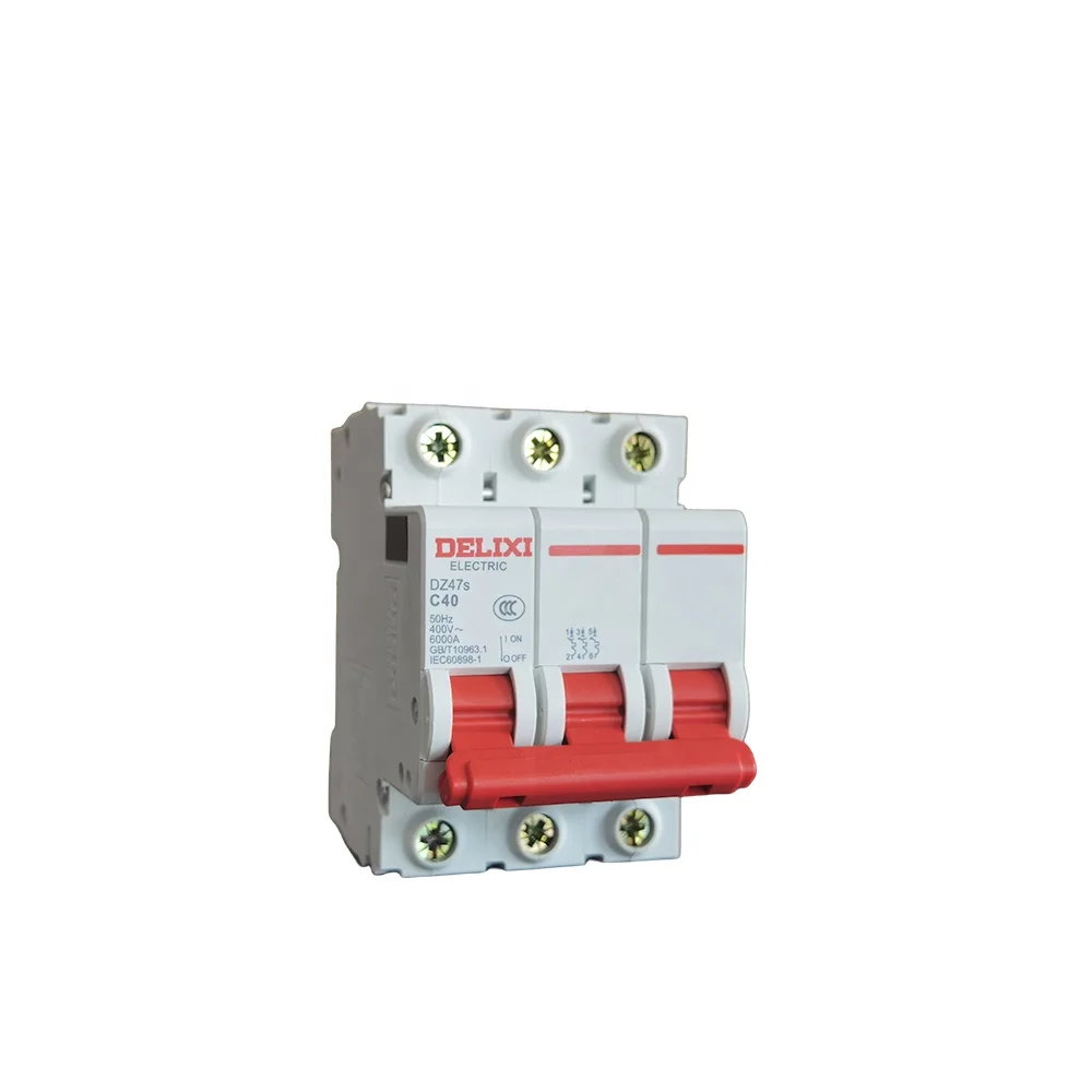 High Quality Delixi MCB 3P 1A 2A 3A 4A 5A 6A 8A 10A 13A 16A 20A 25A 32A 40A 50A 63A DC MCB DZ47S Miniature Circuit Breaker