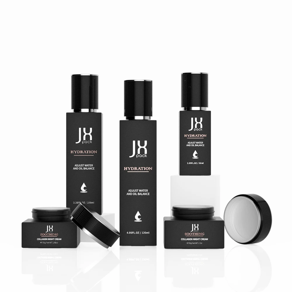 matte square glass jar rectangle glass bottle flint glass bottle serum set skin care containers luxury white cosmetic