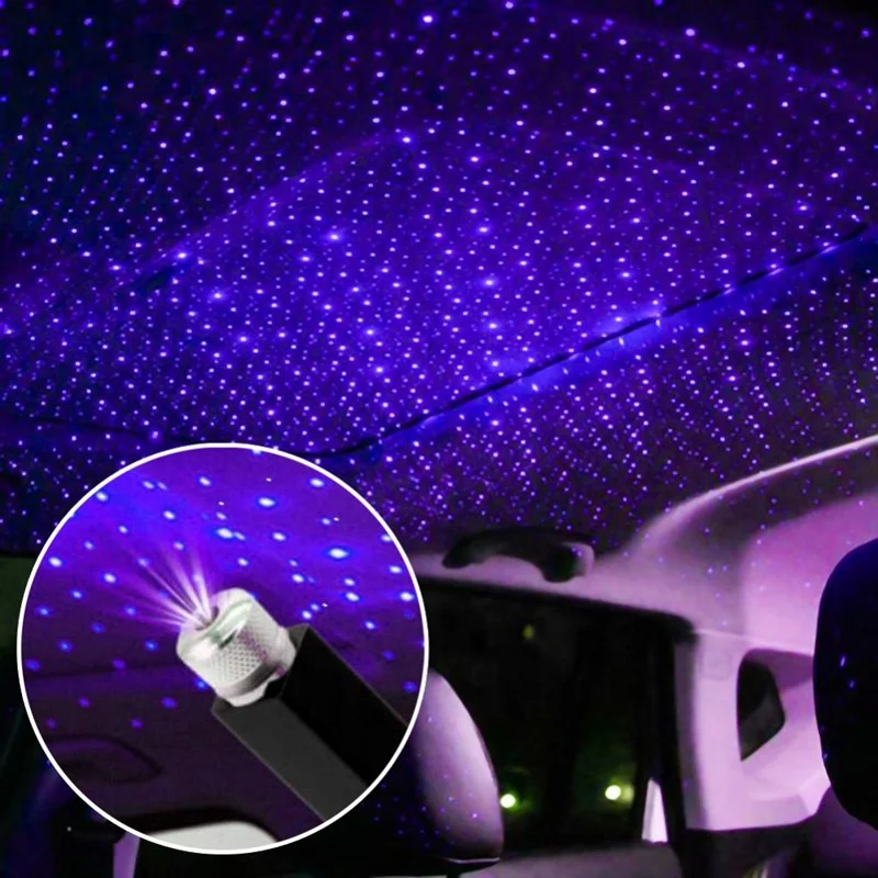 Lonvel Blue Atmosphere Light 100mw USB Car Projector LED Starry Sky Projector Lamp Decorative Car Roof Top Ceiling Star Light