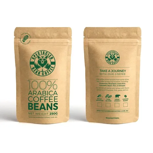 Bolsas De Papel Stand Up Pouch Ziplock Craft Biodegradable Food Packaging Kraft Paper Bag with Window