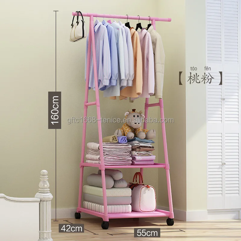 Tenice Small Clothing Rack with Shelves and Wheels, Hanging Clothes Laundry Hanging Rack Rolling Coat Rack, for Bedroom, Laundry