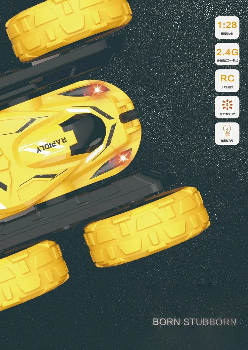 Amiqi 2 In 1 Double-Sided Track Tkkj K-03B 1/16 High Speed Car Remote Control 2.4G 4Ch Small Stunt Drift Cars Rc Electric Car