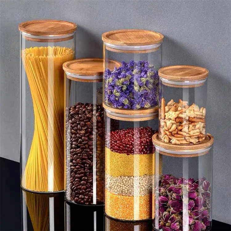 Crystal Glass storage bottles jars borosilicate glass nut and cookie container