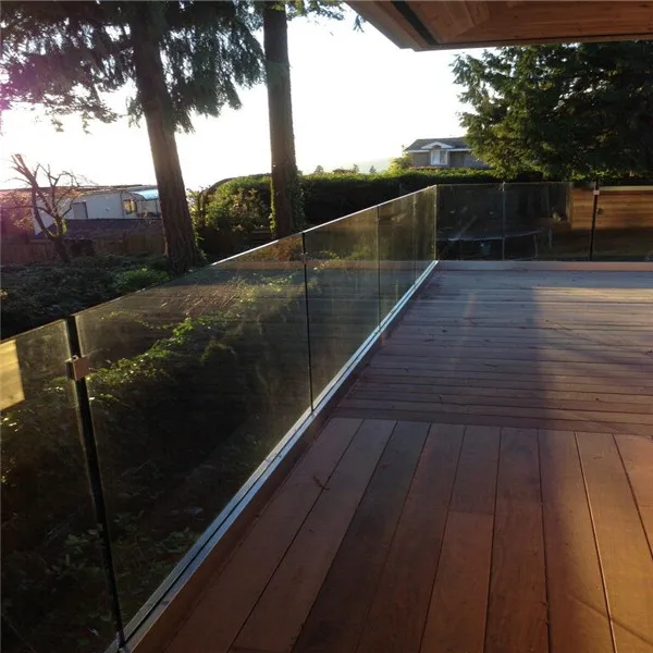Frameless front porch glass railing u channel aluminium density toughened glass railing