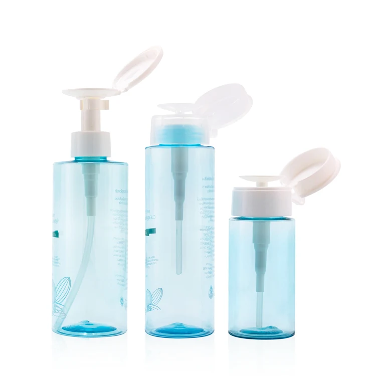 Cosmetic push press down pp plastic empty skin toner liquid nail polish eye makeup cleanser and remover pump dispenser bottle
