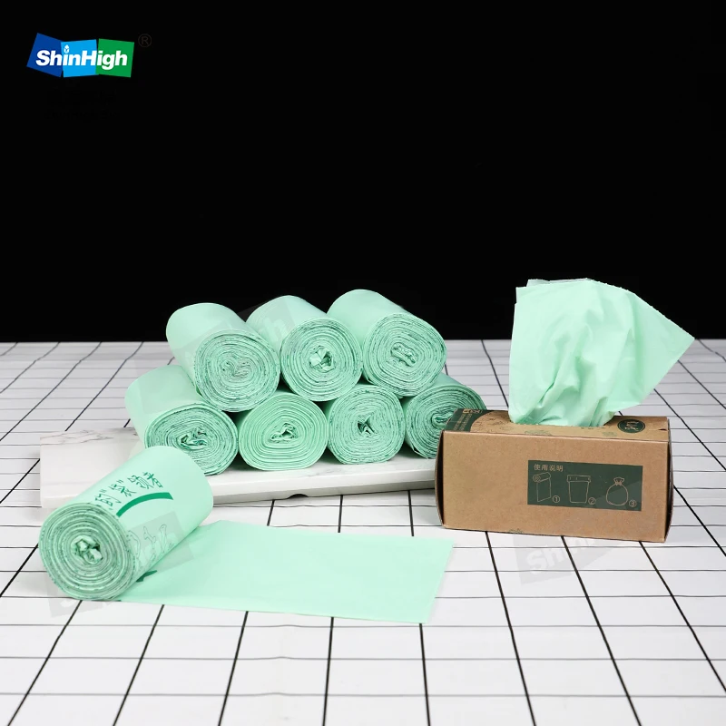 Household PLA PBAT Corn Starch Biodegradable Degradable Rubbish Bags Plastic Compostabel Biodegradable Garbage Trash Bag on Roll