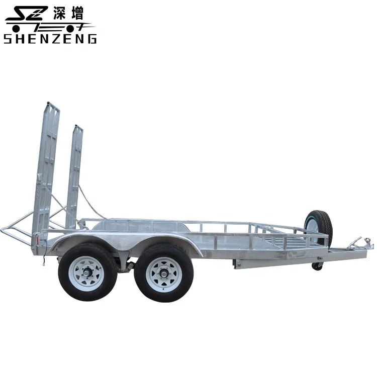 Tandem axle box cage excavator trailer with ramp used for car