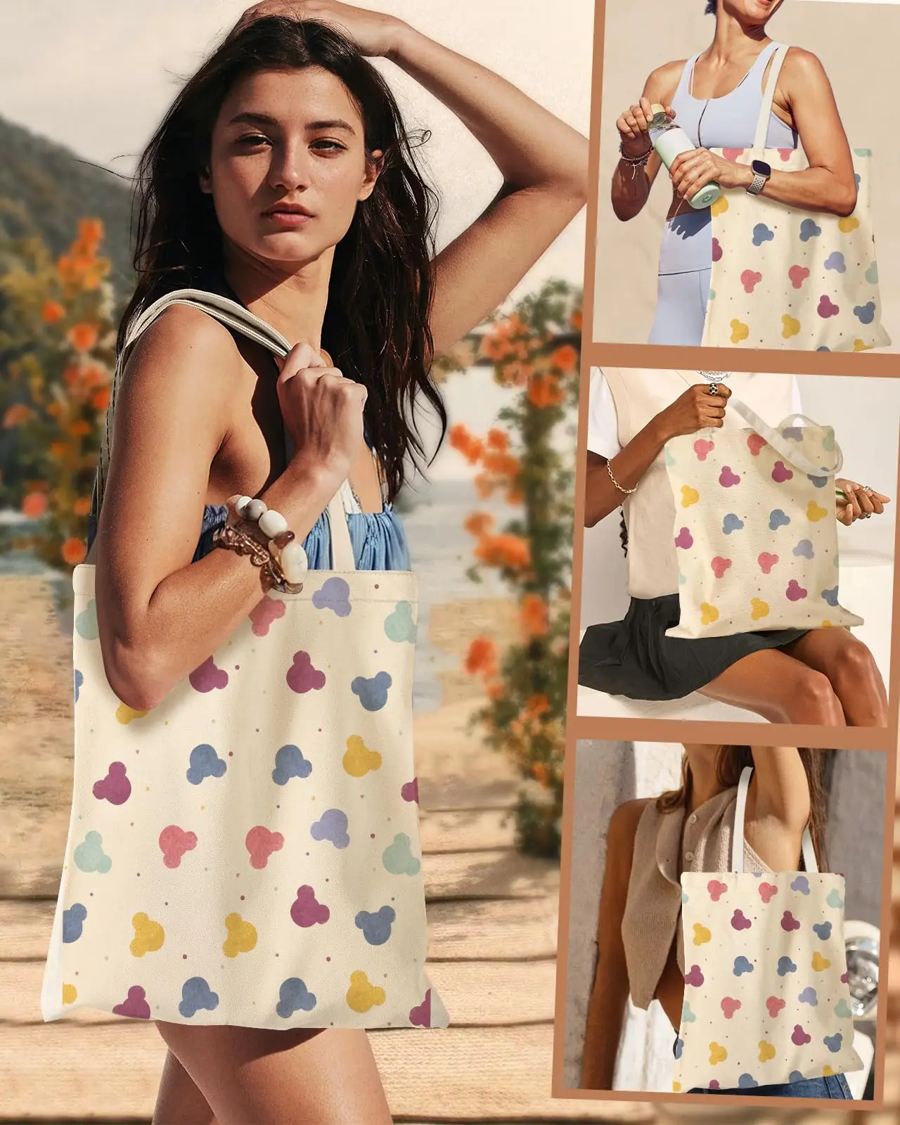 Personalised Customised Pattern Logo Large Capacity Shopping Bag Printed Butterfly Canvas Cotton Tote Bag