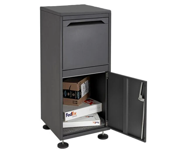 Floor standing Black Secured Parcel Steel DropBox with 4 levering legs Mailbox Storage Drop Box