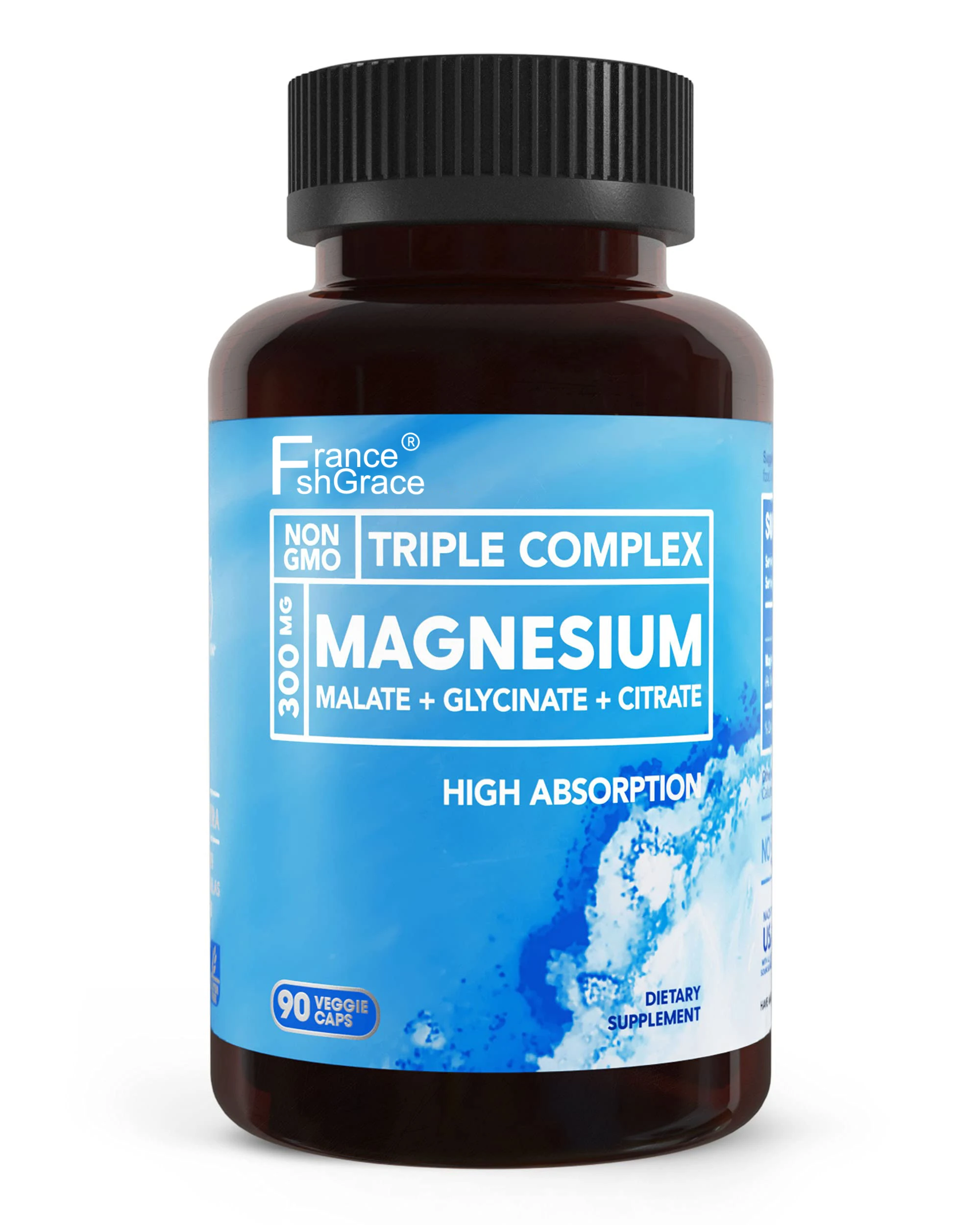 OEM Triple Magnesium Complex 300mg of Magnesium Glycinate Malate Citrate Muscles Nerves Energy High Absorption 90 Capsules