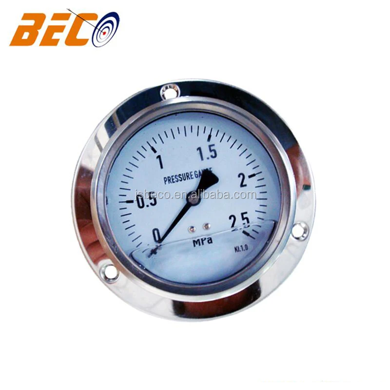 40mm 2.5MPa Semi Stainless Steel Liquid Filled Pressure Gauge With Front Flange