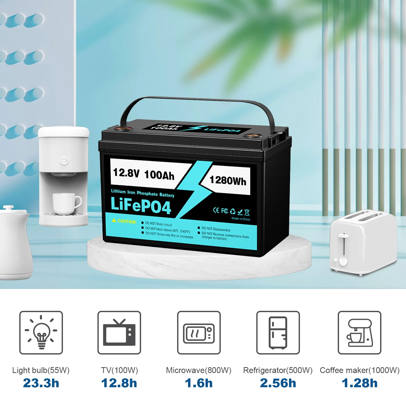 Lithium Iron Phosphate Battery Eco 12v Lifepo4 Epoch Rv Deep Cycle 6-dw-7 Made in China