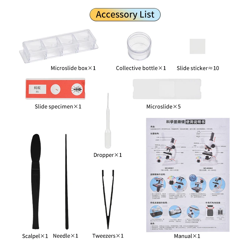 New Product Children Early Educational Toy 1200X Biological Science Microscope Toys Beginner Microscope Toy