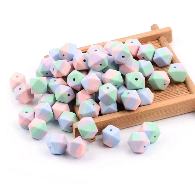 Legenday Custom Wholesale Geometry Shape Soft Chew Teether Beads Food Grade Silicone