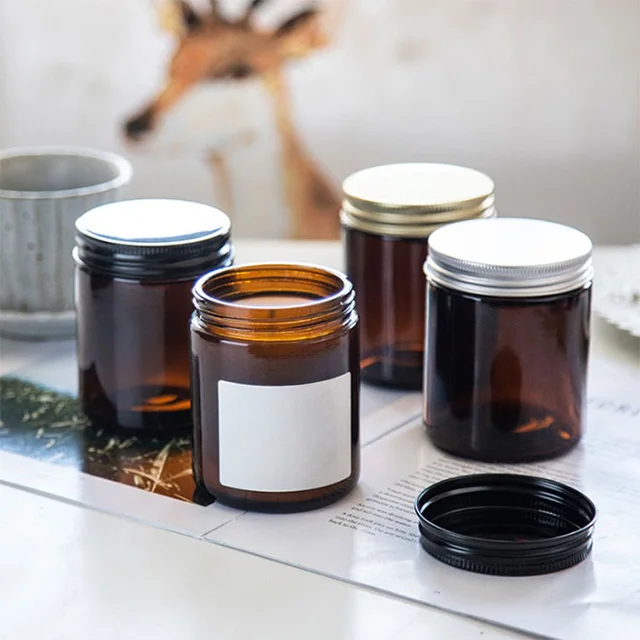 Putian Bamboo Lid Nordic Decorative Candle Jar Custom Color Black White Brown Frost Empty Glass Candle Jars With Gift Box