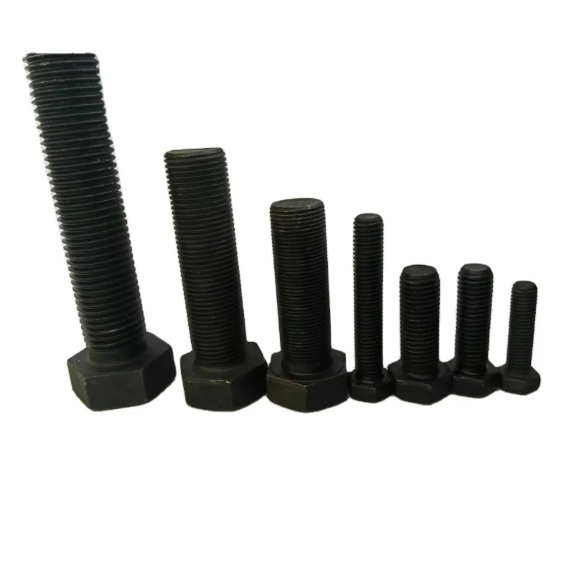 High Strength Black Oxidized Carbon Steel Hex Bolts and Nuts Hexagon Head Design for Building Applications