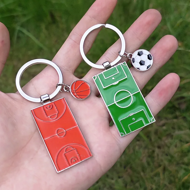Creative Football Field Keychain Charms Soccer Lovers Gift Sports Souvenir Fashion Key Rings Pendant Accessories