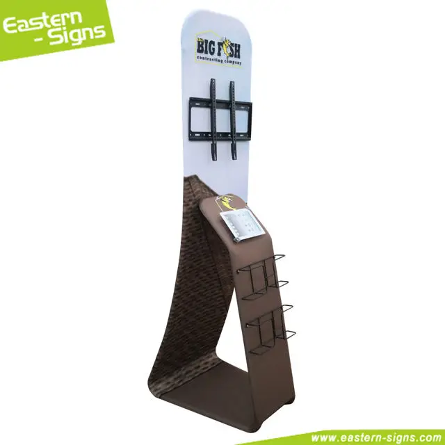 Custom Print Trade Show Display Stand Tension Fabric Tablet /TV Stand IpadSharing Station