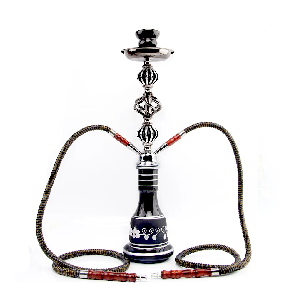 Wholesale Cheap Double Hose Mix Color Hookah Pipe Complete Accessories Shisha Portable Metal Hookah Chicha