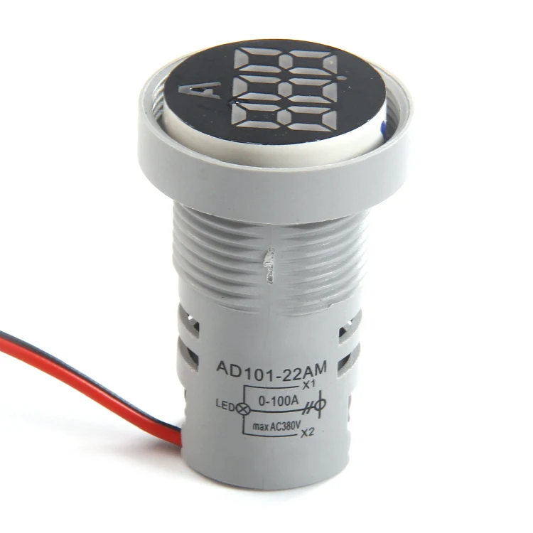 22MM 100A AC White Single LED Indicator Digital Ammeter Meter AD101-22TM