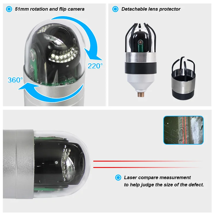 Handheld Multifunction Sewer Drain Pipe Video Inspection borescope Camera with wide-angle front-viewing