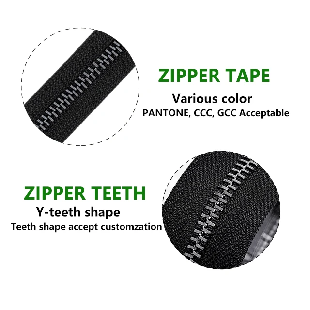 Long Chain Plated Black Nickel Brass gun Metal zippers for clothes jacket cremallera Different Color Teeth Tape zipper metal