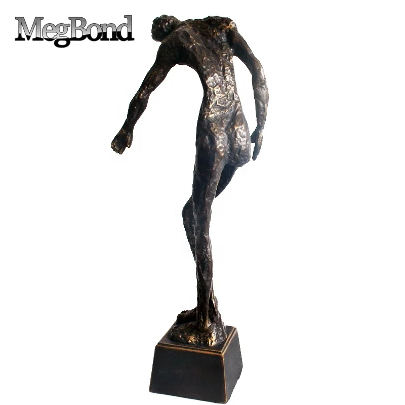 Antique bronze 3D strong nude man casting statue for desk top