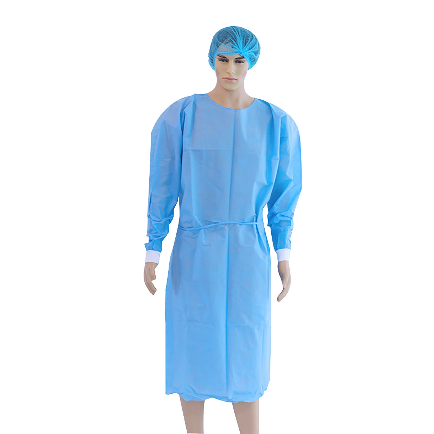 Одноразовые синий одежда нетканые эластичные и трикотажные манжеты изоляции платье
