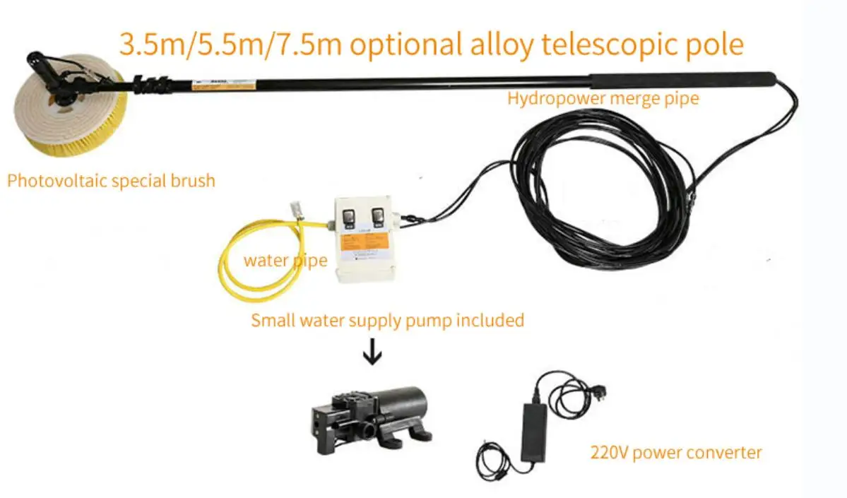 7.5m Water Spray Equipment Roof Power Tools Single Double Head Solar Panel Cleaning Equipment for Home Solar Energy System//