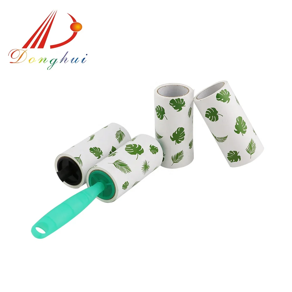Custom Mini Long Travel Reusable Sticky Lint Roller Brush Manual Plastic Paper Pet Hair Remover for Dog Hair Dust Cloth Wiping