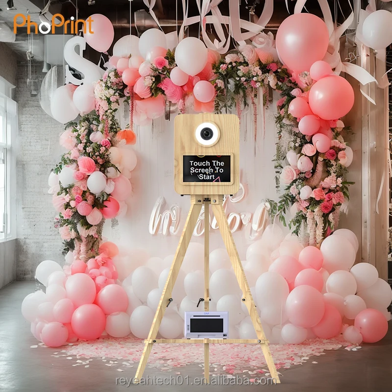 Wooden Photo Booth Machine Mini PC High Quality Vintage Photo Booth  With Printer and Camera