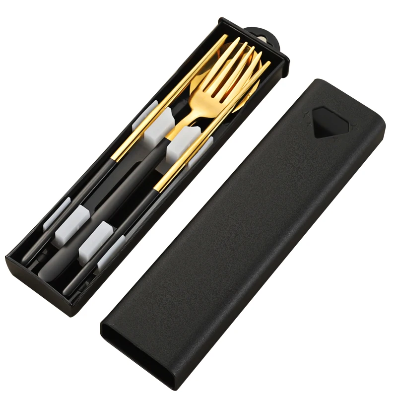 Hot Selling Student 3 Pieces Portable Cutlery Set Outdoor Travel Fork Spoon Chopsticks Set