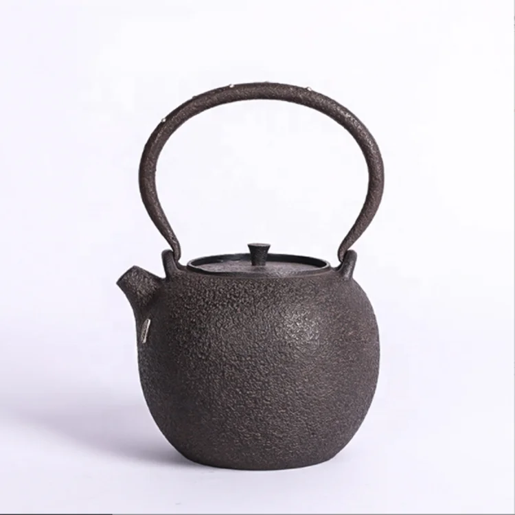 Japanese style Iron Tea Kettle Old Natural Antique Inlaid Silver Copper Lid Cast Iron Bottle Teapot for Sale
