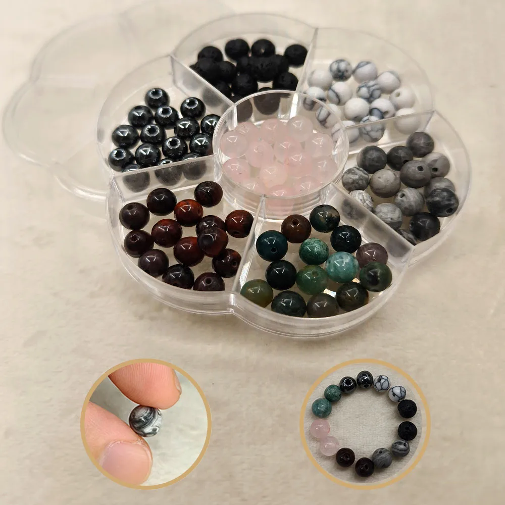 Natural Crystal Beads Stone Gemstone Round Loose Energy Healing Beads for DIY Jewelry Making Bracelets (7-Chakra , 8MM)