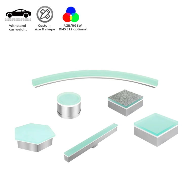 Paver Light floor Tile Luminous Stone Buried Lamps driveway IP67 Glass Sidewalk Landscape Outdoor inground LED Brick Lights