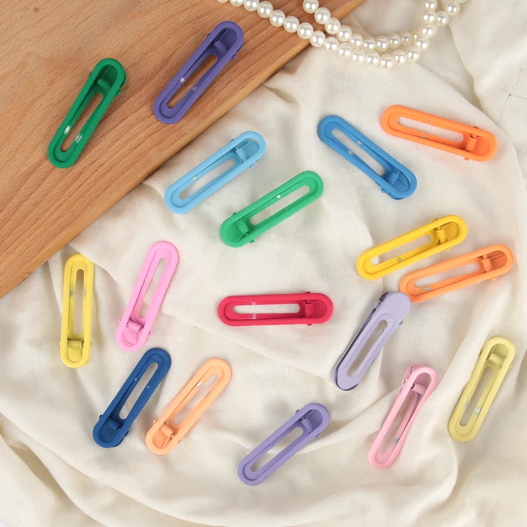 Custom Cute Rainbow Color Duckbill No Bend Clips Hair Accessories Metal Matte Barrette Hairpins For Girls Makeup Hairstyle