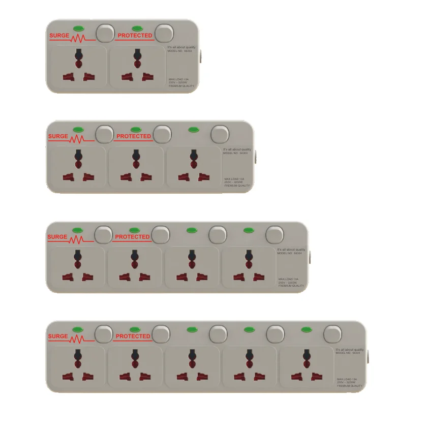 Fashion Surge Protected Electrical With Individual Switch Universal Power Socket