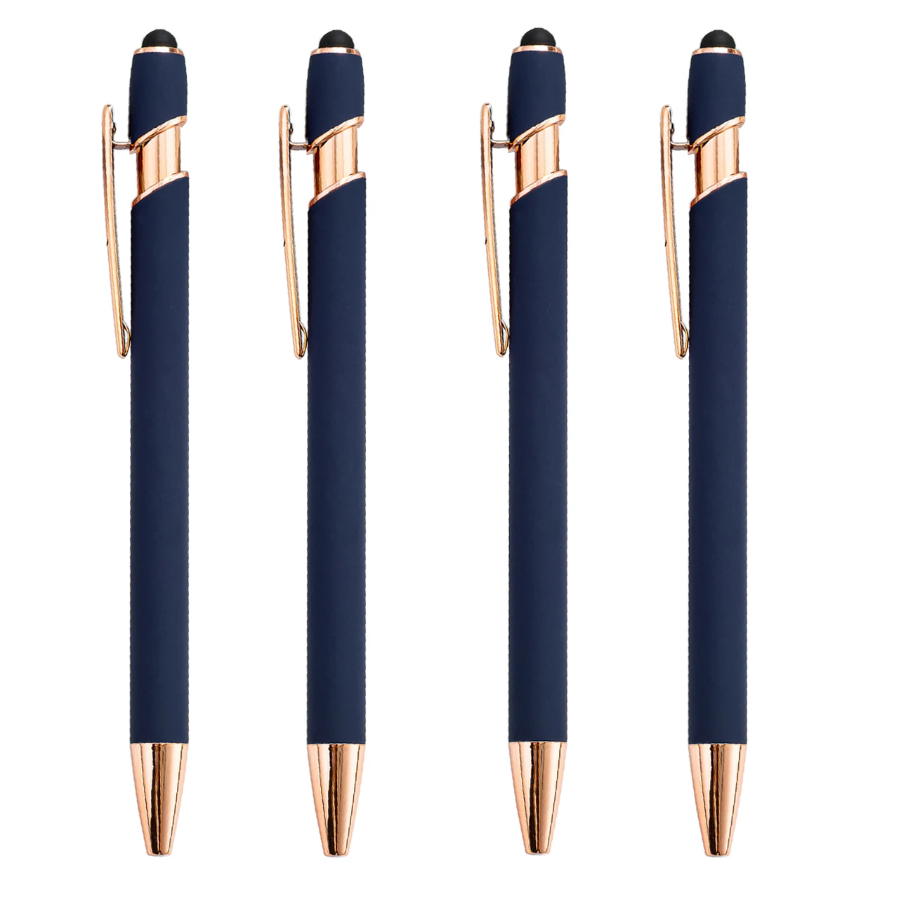 rubber ball pen stylus navy blue rose gold metal pen with custom promotional custom logo