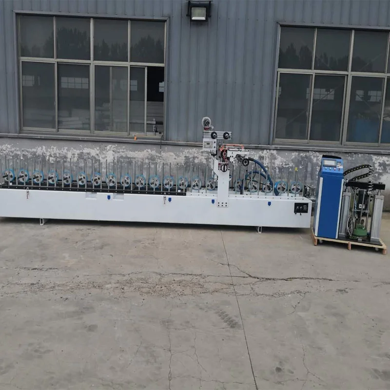Adjusting width hot melt glue laminating profile wrapping machine