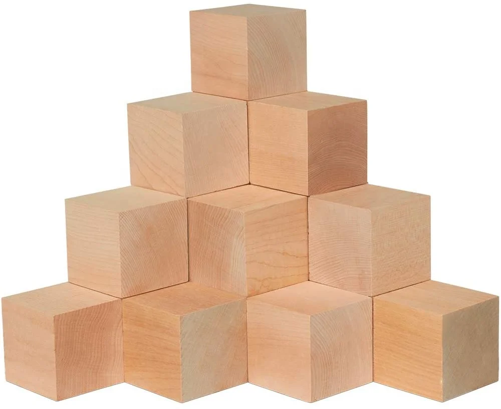 5 Inch Solid Wood Block Cube Wood Square Blocks For Puzzle Making with home decor cube blocks photo props and DIY Projects